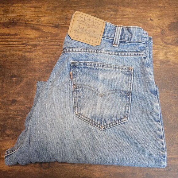 Vtg Levi's 580 Baggy Jeans Orange Tab USA Men 34x32 (Fits 32x30) 90's Light Wash - Picture 3 of 11